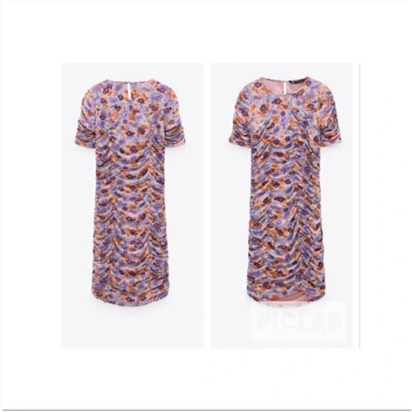 Zara purple print draped dress Size M NEW WITH TAG! - Picture 10 of 10